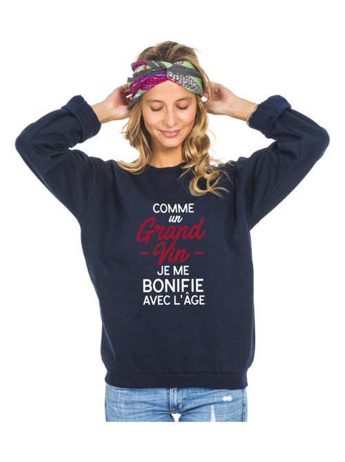 Sweat Femme - COMME UN GRAND VIN JE ME BONIFIE AVEC L'ÂGE WAF - Kiabi