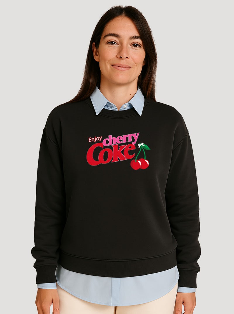 Sweat Femme - ENJOY CHERRY COKE Noir - Kiabi