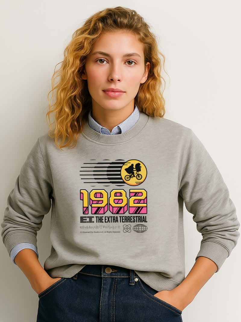 Sweat Femme - E.T 1982 Gris chiné - Kiabi