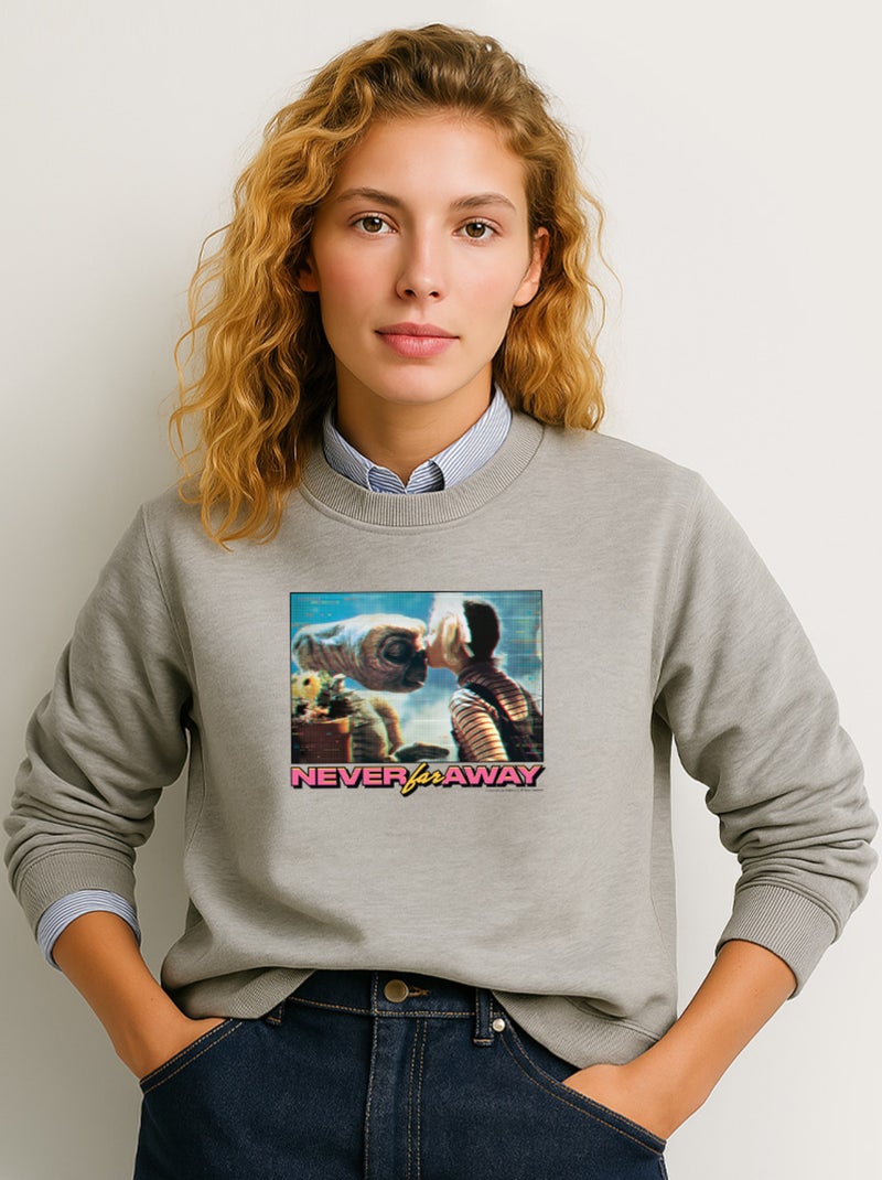 Sweat Femme - E.T NEVER FAR AWAY Gris chiné - Kiabi