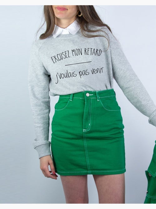 Sweat Femme - EXCUSEZ MON RETARD J'VOULAIS PAS VENIR - Kiabi