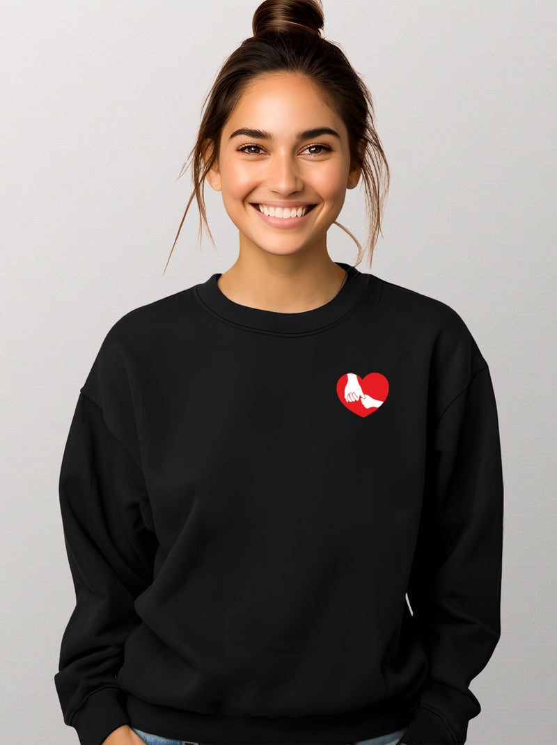 Sweat Femme - FAMILLE CŒUR Noir - Kiabi