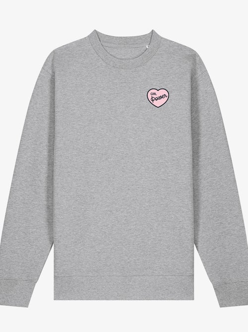 Sweat Femme - GIRL POWER PINK HEART - Kiabi