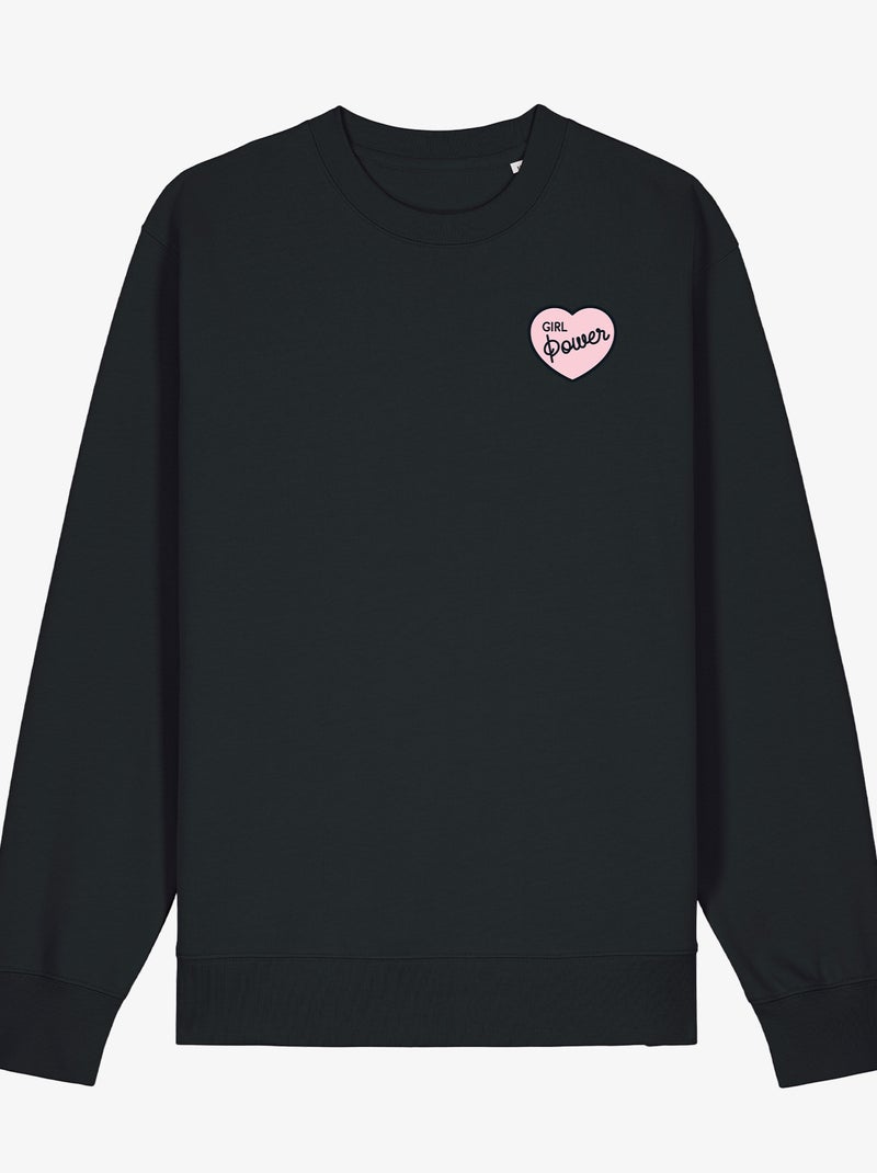 Sweat Femme - GIRL POWER PINK HEART Noir - Kiabi