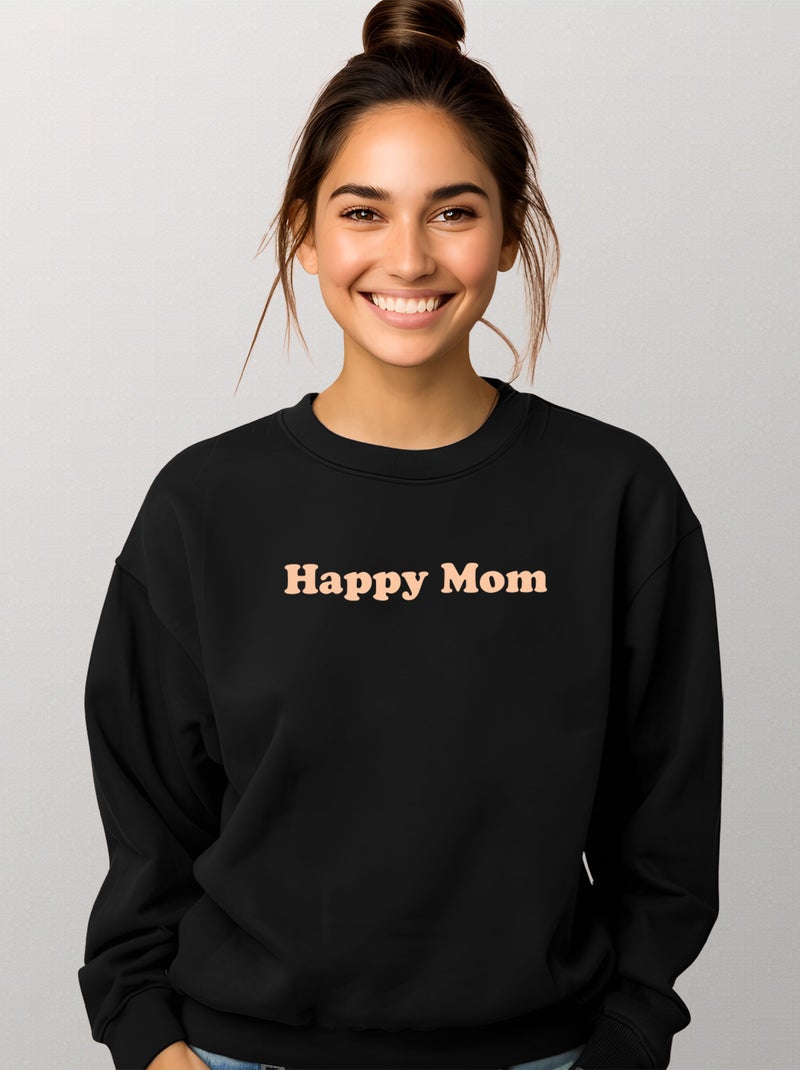 Sweat Femme - HAPPY MOM Noir - Kiabi