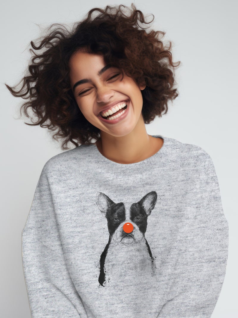 Sweat Femme - I'M NOT YOUR CLOWN Gris chiné - Kiabi