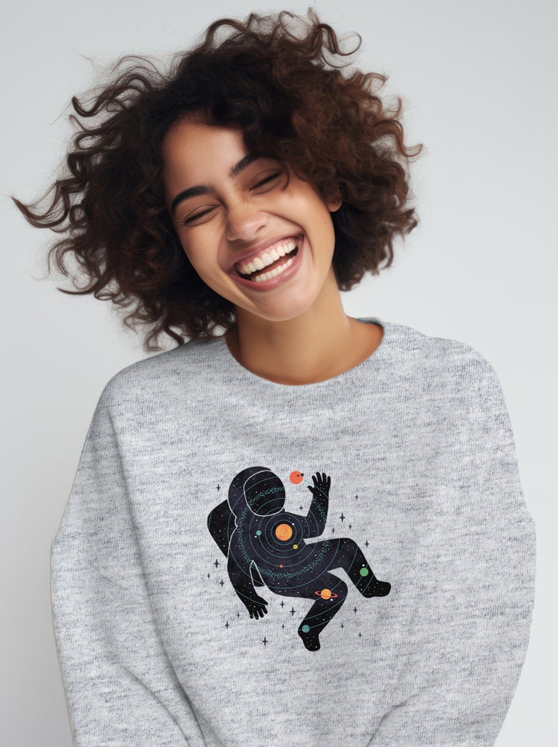 Sweat Femme - INNER SPACE Gris chiné - Kiabi