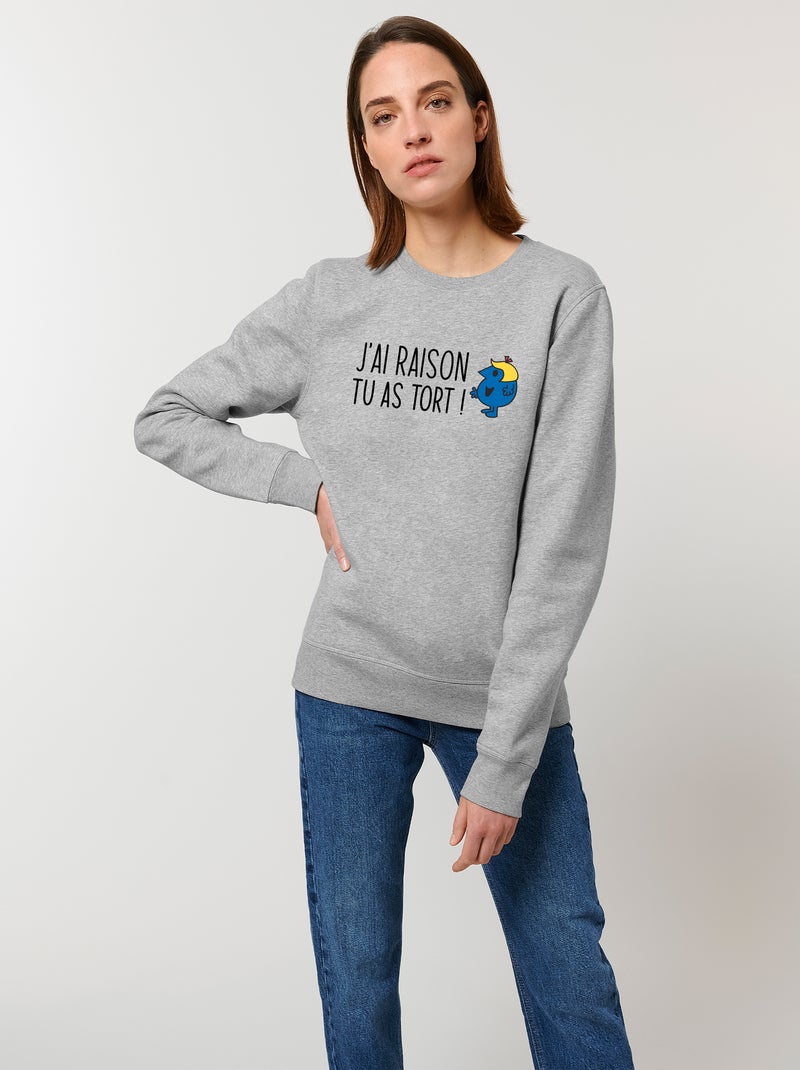 Sweat Femme - J AI RAISON TU AS TORT Gris chiné - Kiabi