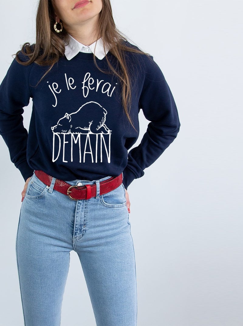 Sweat Femme - JE LE FERAI DEMAIN Bleu marine - Kiabi