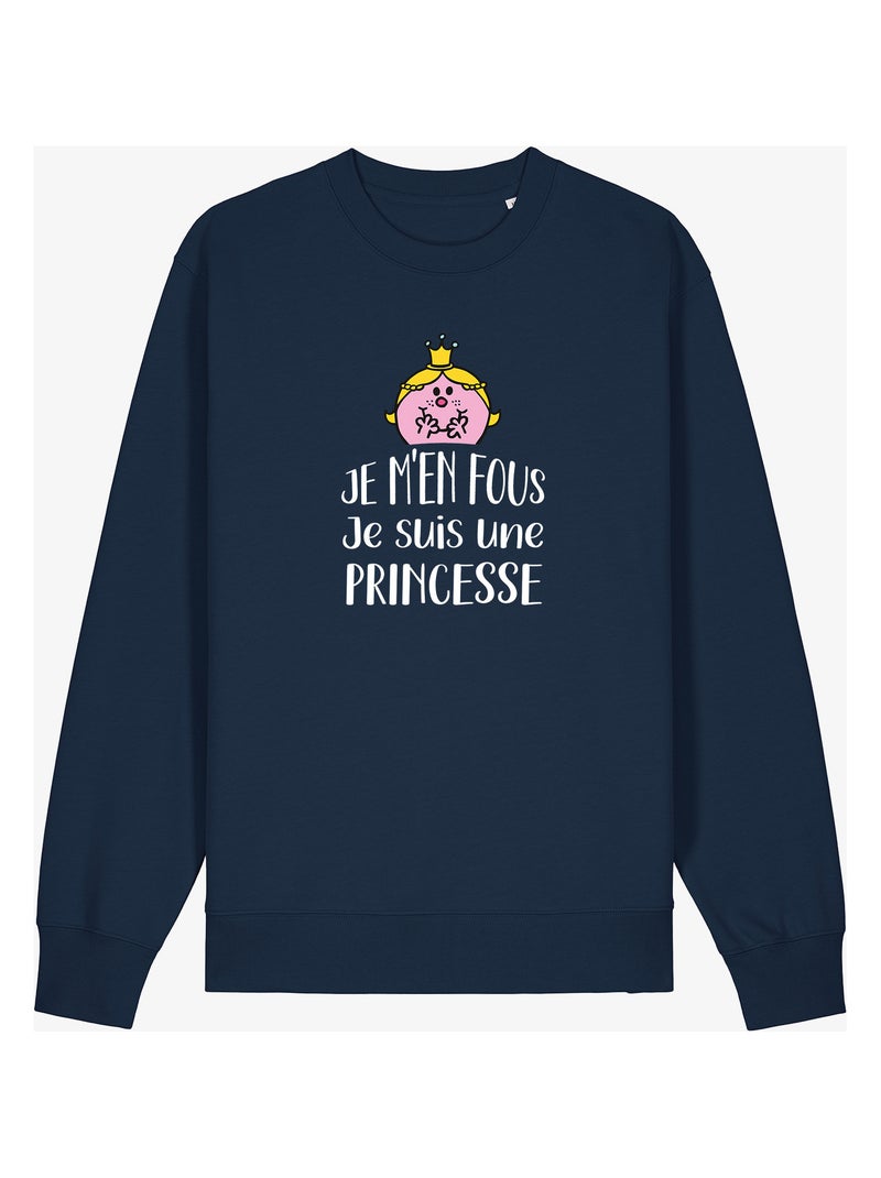 Sweat Femme - JE M EN FOUS JE SUIS UNE PRINCESSE Bleu marine - Kiabi