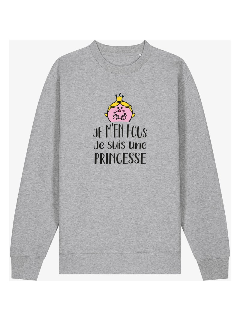 Sweat Femme - JE M EN FOUS JE SUIS UNE PRINCESSE Gris chiné - Kiabi