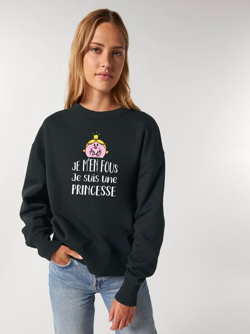 Sweat Femme - JE M EN FOUS JE SUIS UNE PRINCESSE Noir - Kiabi