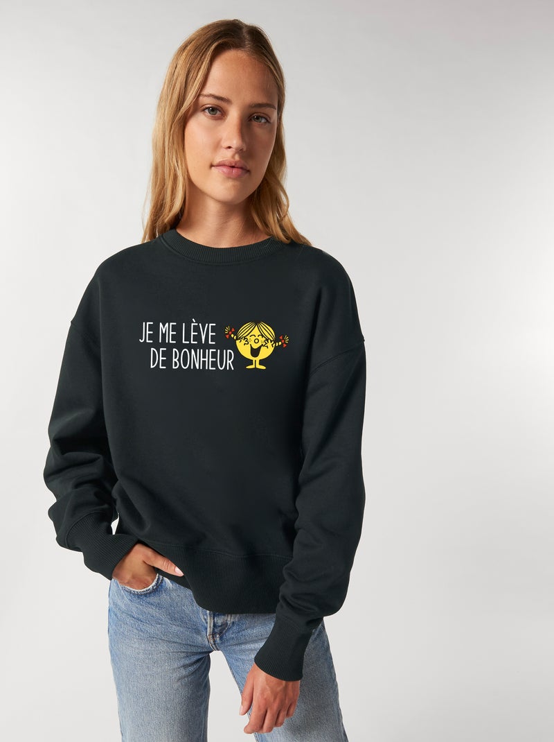 Sweat Femme - JE ME LEVE DE BONHEUR Noir - Kiabi