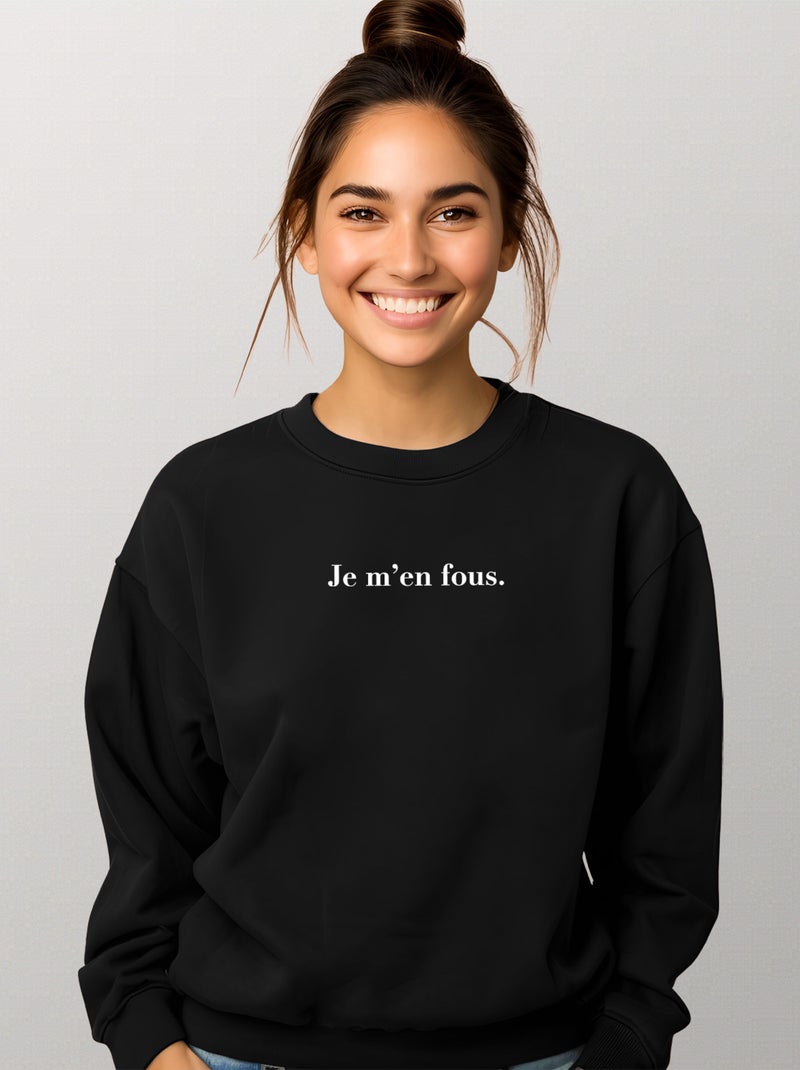 Sweat Femme - JE M'EN FOUS Noir - Kiabi