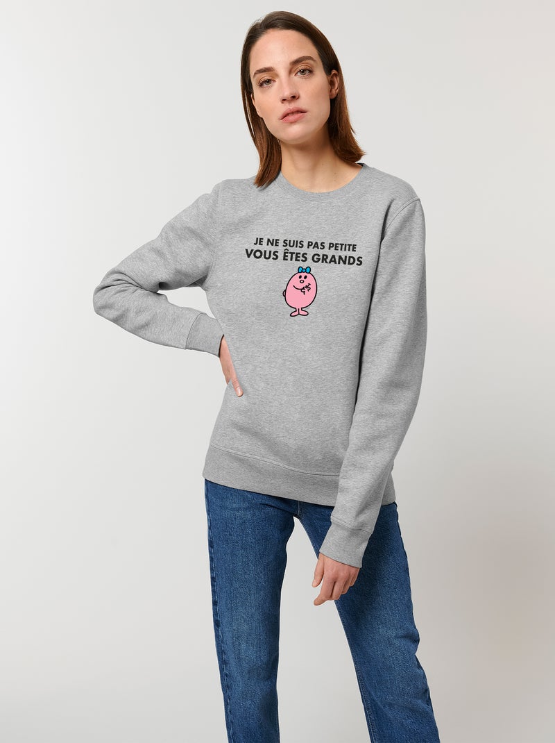 Sweat Femme - JE NE SUIS PAS PETITE VOUS ETES GRANDS Gris chiné - Kiabi