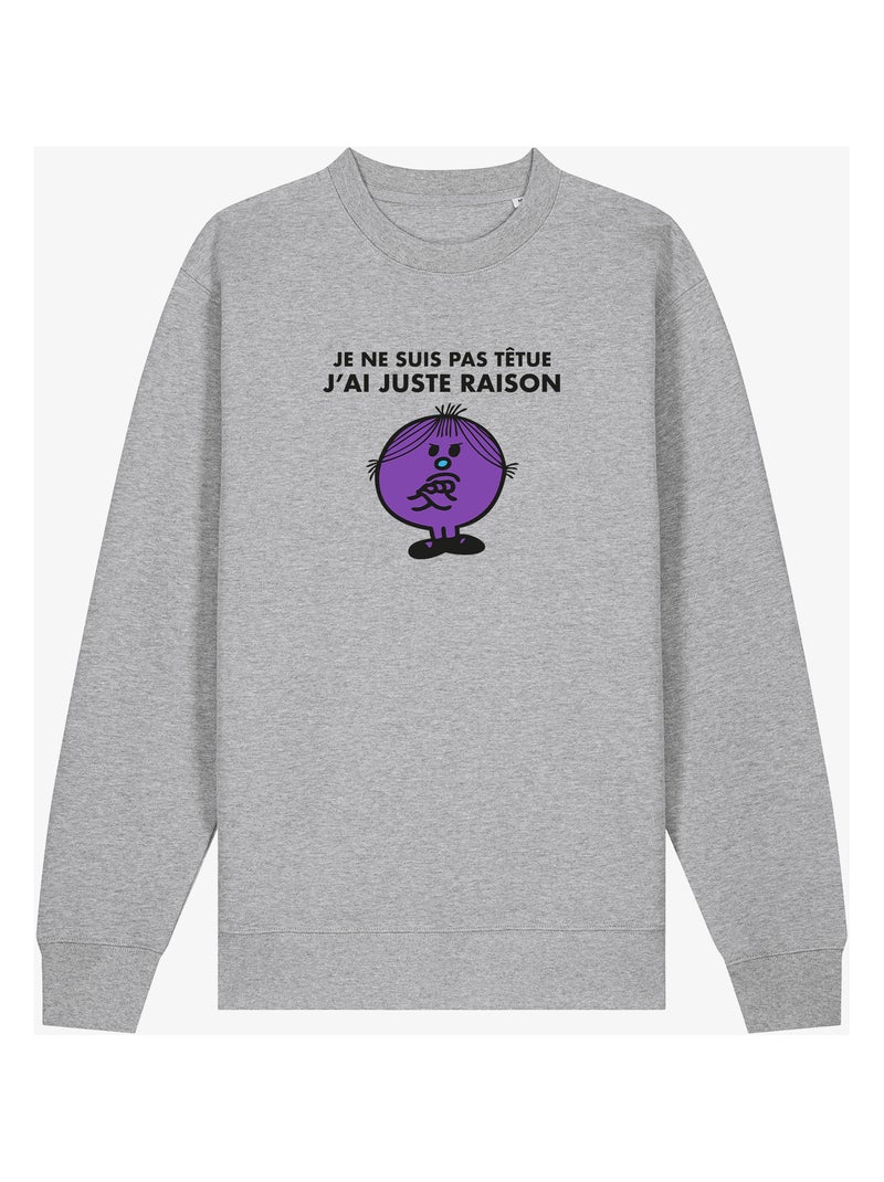 Sweat Femme - JE NE SUIS PAS TETUE J AI JUSTE RAISON Gris chiné - Kiabi