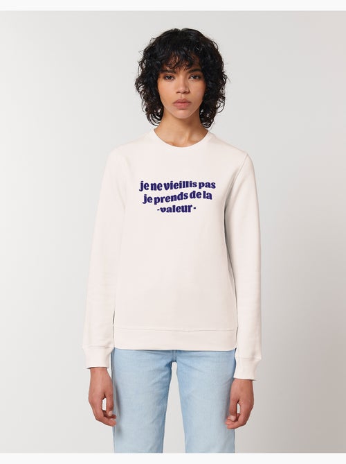 Sweat Femme - JE NE VIEILLIS PAS JE PRENDS DE LA VALEUR BLEU - Kiabi