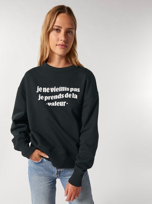 Sweat Femme - JE NE VIEILLIS PAS JE PRENDS DE LA VALEUR BLEU - Kiabi