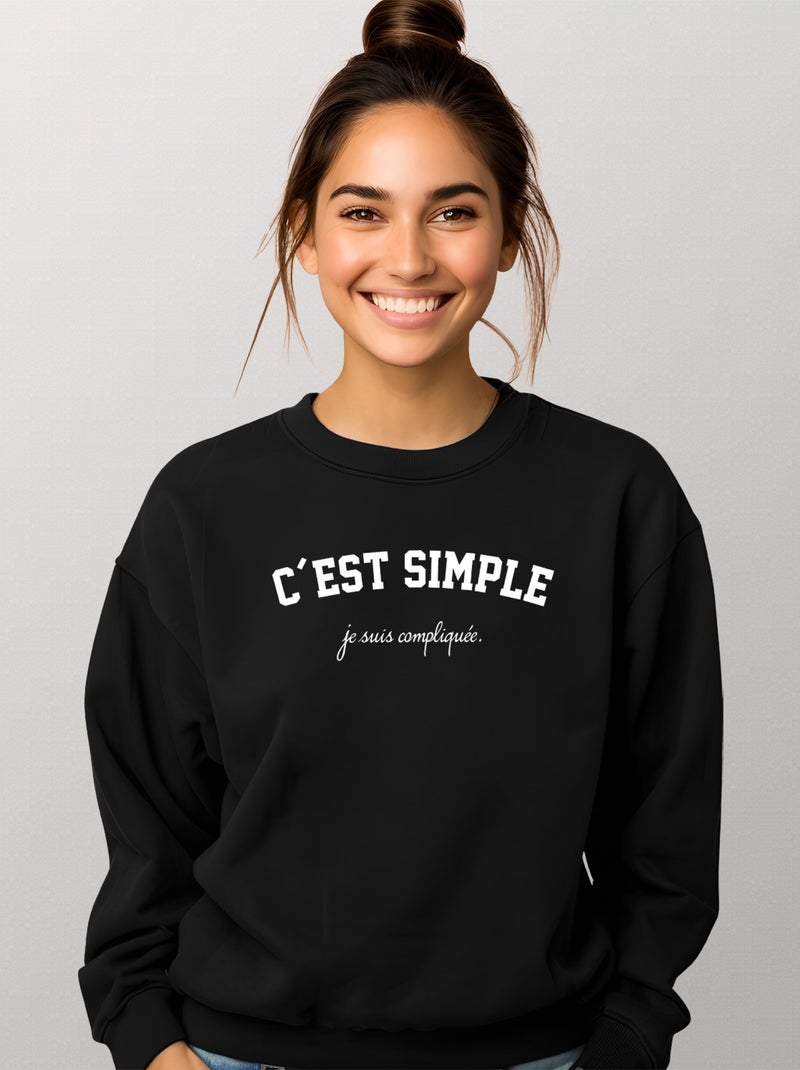 Sweat Femme - JE SUIS COMPLIQUEE Noir - Kiabi
