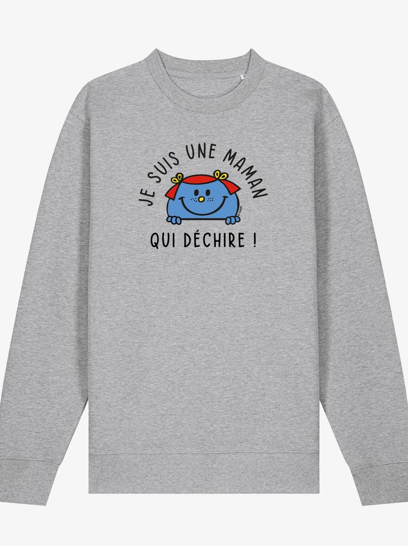 Sweat Femme - JE SUIS UNE MAMAN QUI DECHIRE Gris chiné - Kiabi