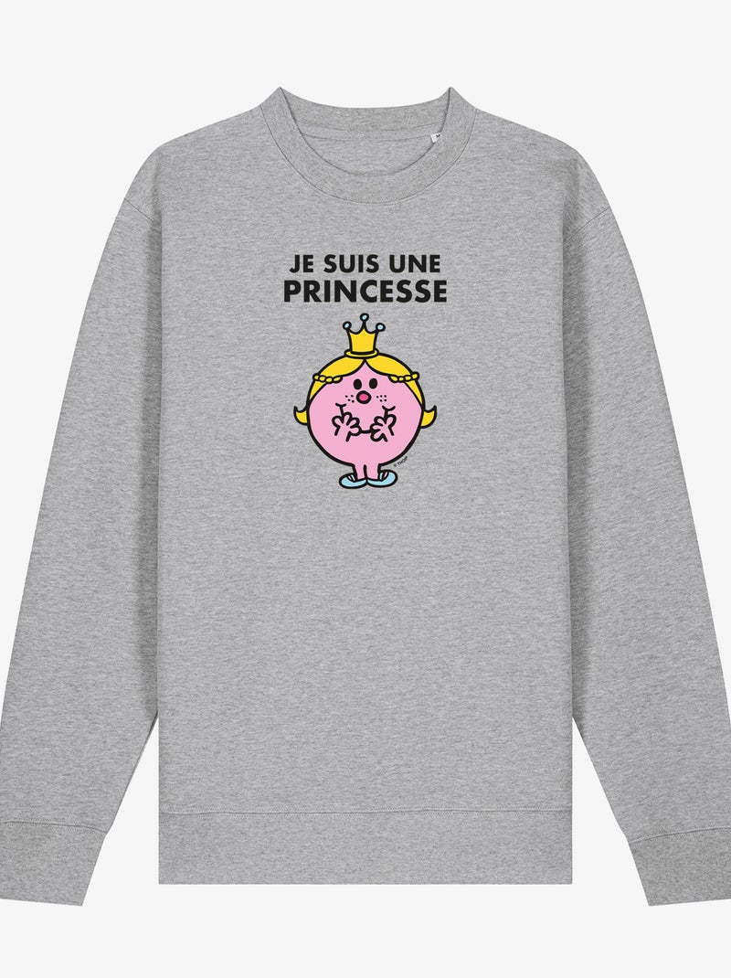 Sweat Femme - JE SUIS UNE PRINCESSE FACE Gris chiné - Kiabi