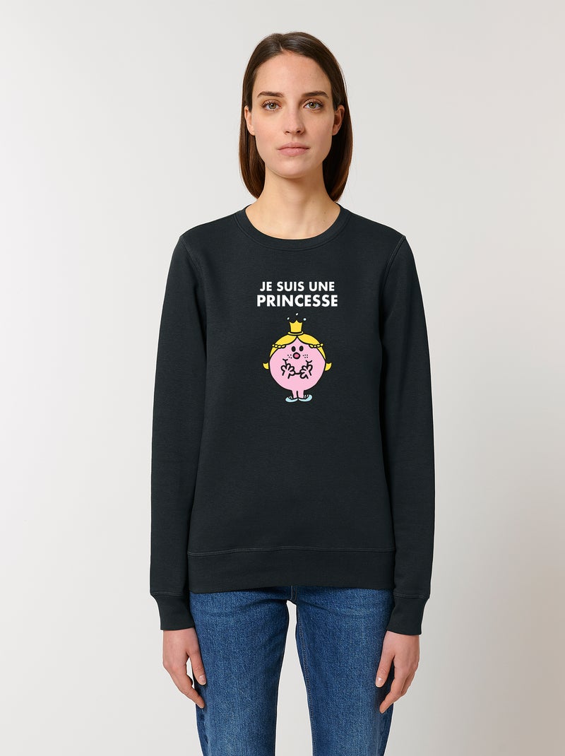 Sweat Femme - JE SUIS UNE PRINCESSE FACE Noir - Kiabi