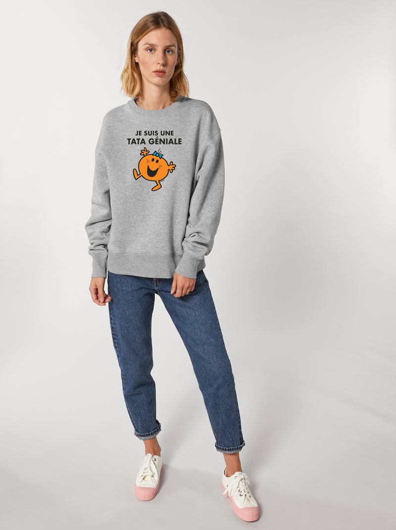 Sweat Femme - JE SUIS UNE TATA GENIALE Gris chiné - Kiabi