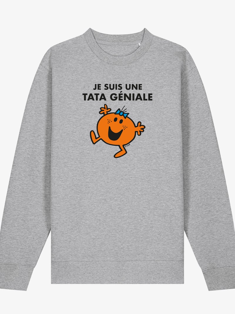 Sweat Femme - JE SUIS UNE TATA GENIALE Gris chiné - Kiabi