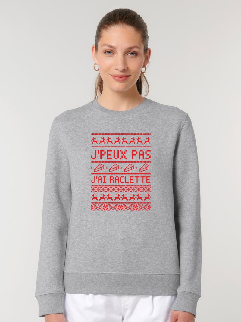 Sweat Femme - J'PEUX PAS J'AI RACLETTE Gris chiné - Kiabi