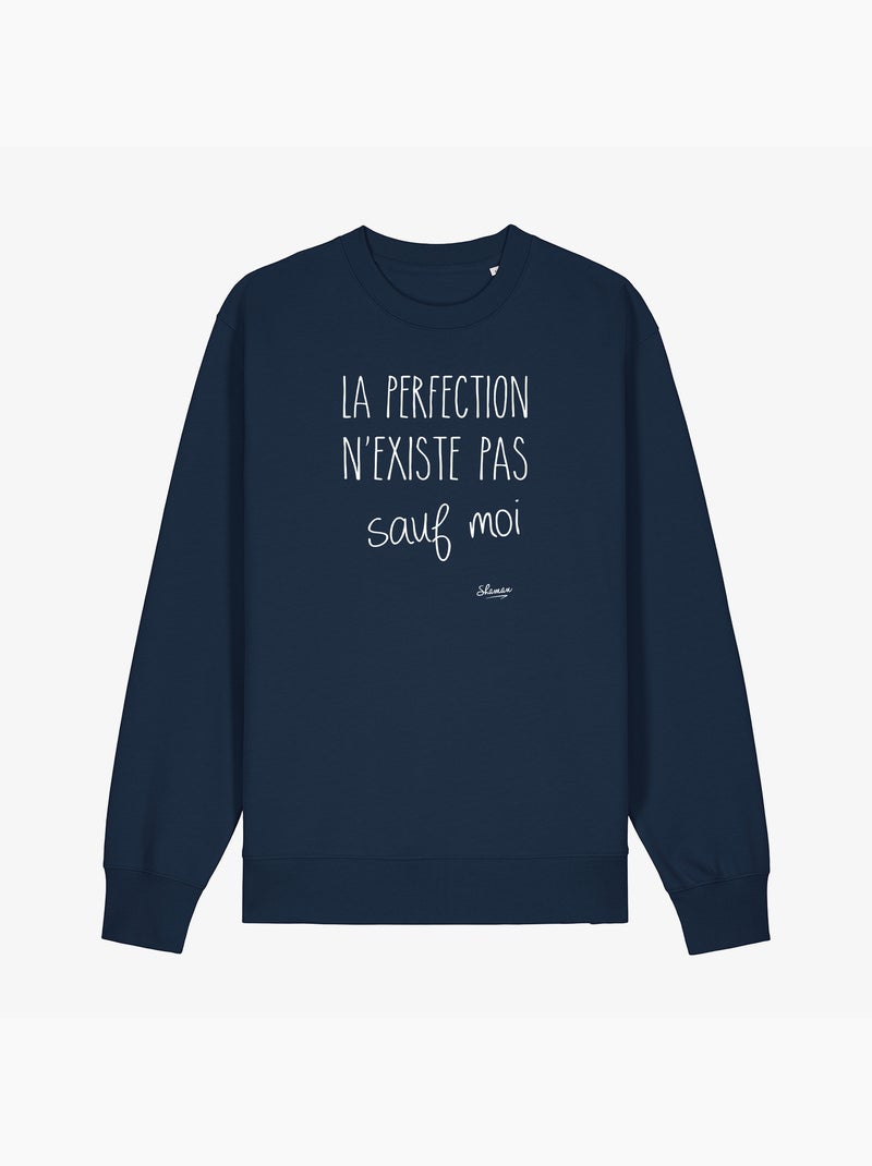 Sweat Femme - LA PERFECTION N'EXISTE PAS SAUF MOI Bleu marine - Kiabi
