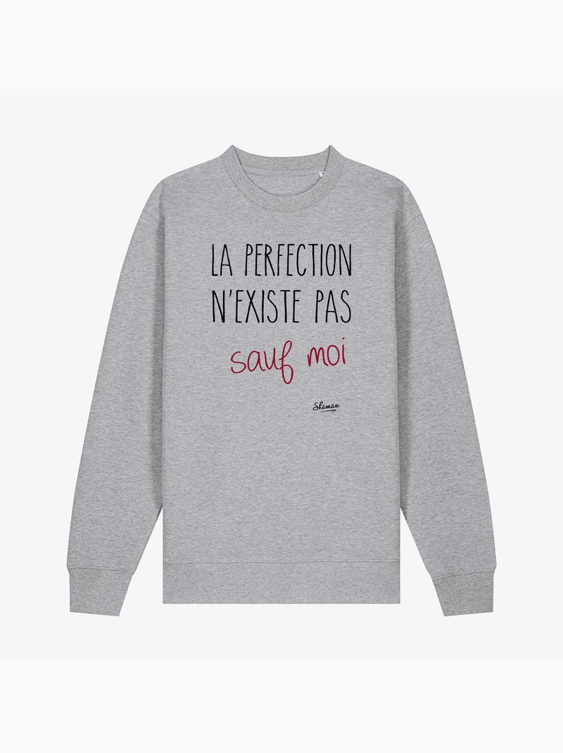 Sweat Femme - LA PERFECTION N'EXISTE PAS SAUF MOI Gris chiné - Kiabi