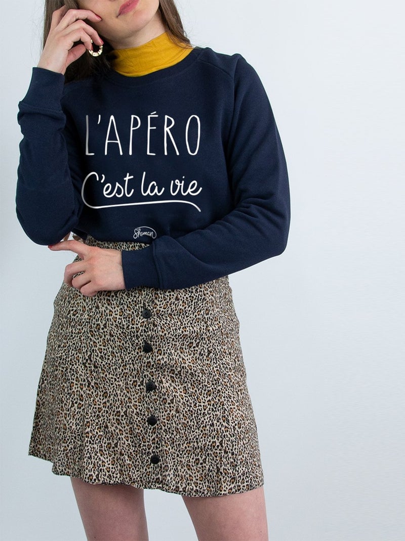 Sweat Femme - L'APERO C'EST LA VIE Bleu marine - Kiabi
