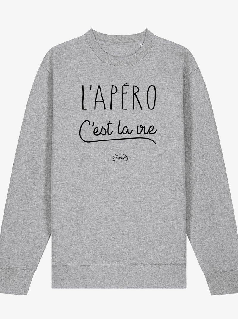 Sweat Femme - L'APERO C'EST LA VIE Gris chiné - Kiabi