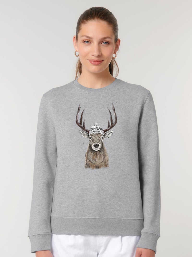 Sweat Femme - LET'S GO OUTSIDE Gris chiné - Kiabi