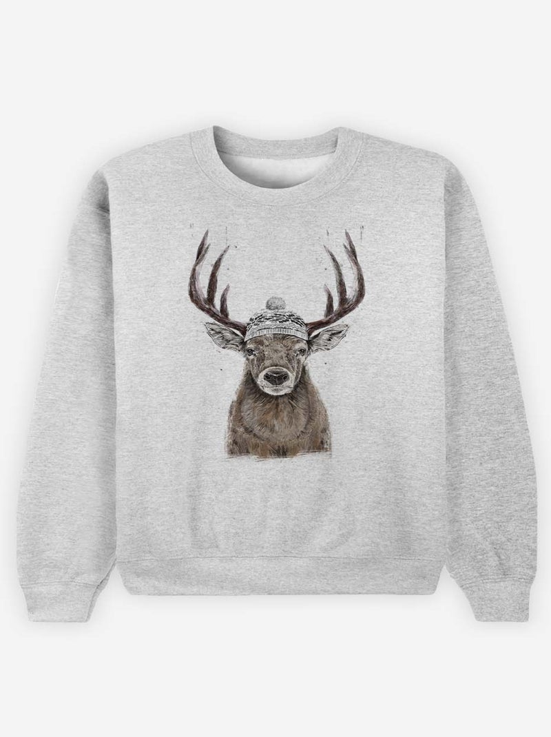 Sweat Femme - LET'S GO OUTSIDE Gris chiné - Kiabi