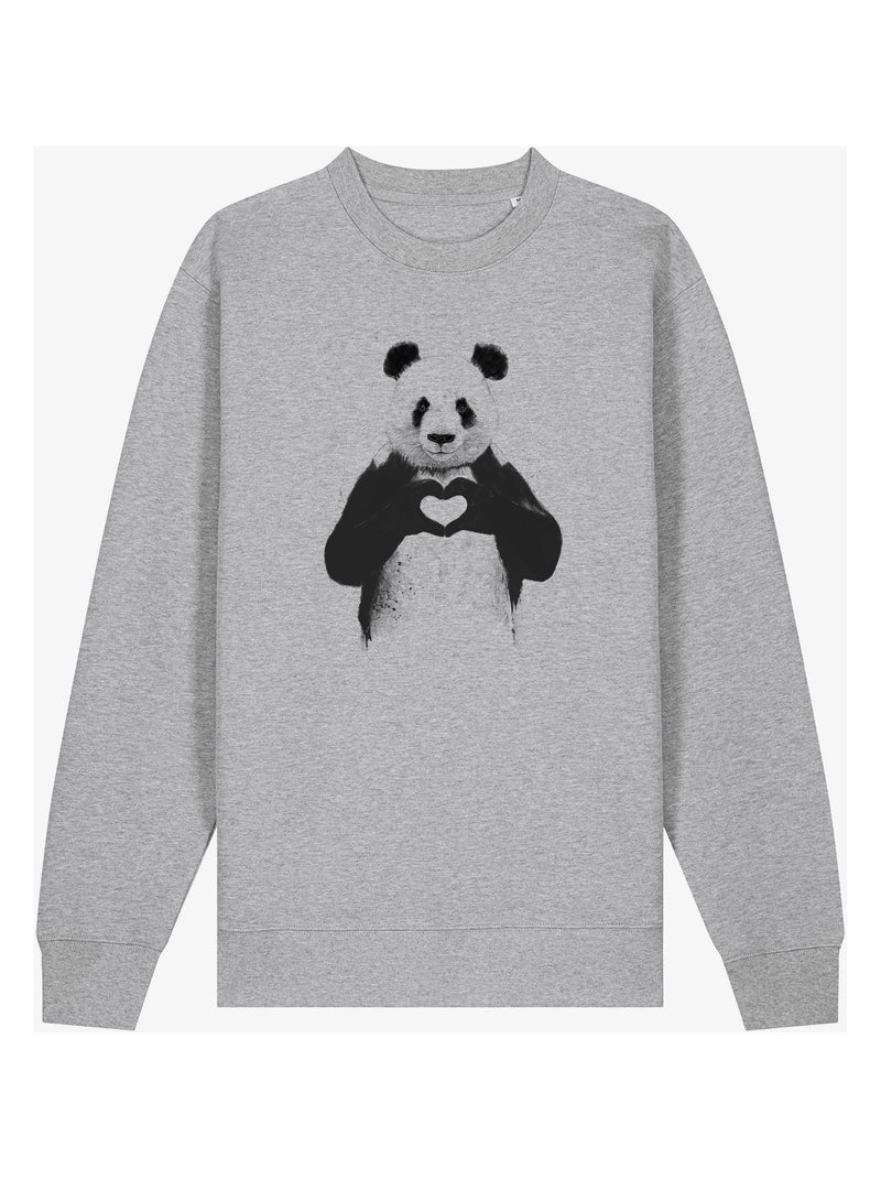 Sweat Femme - LOVE PANDA Gris chiné - Kiabi