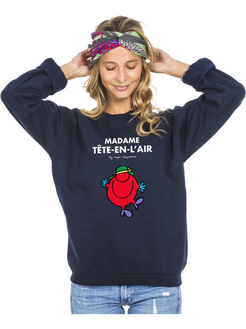 Sweat Femme - MADAME TÊTE EN L'AIR Bleu marine - Kiabi