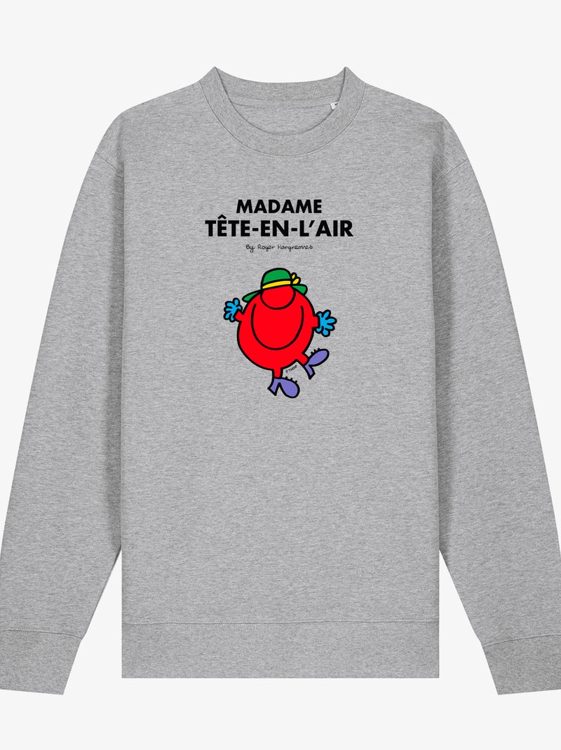 Sweat Femme - MADAME TÊTE EN L'AIR Gris chiné - Kiabi