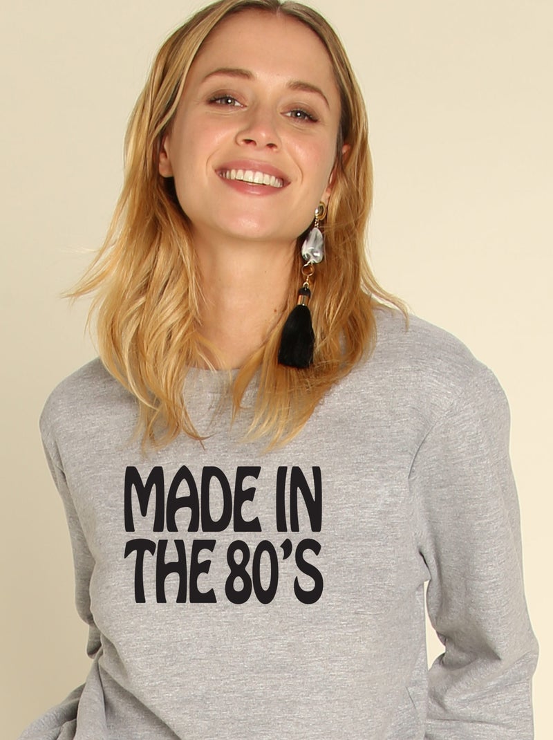 Sweat Femme - MADE IN THE 80 Gris chiné - Kiabi