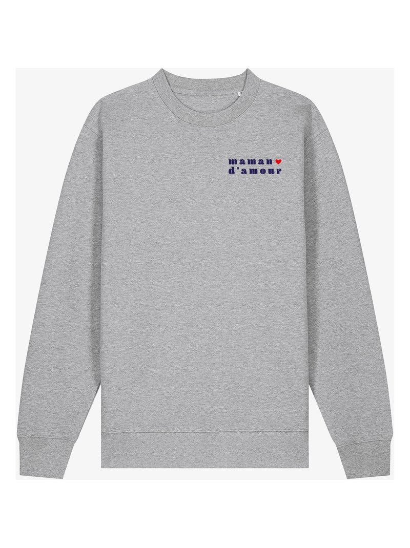 Sweat femme - maman d amour 2 coeur - noël Gris chiné - Kiabi