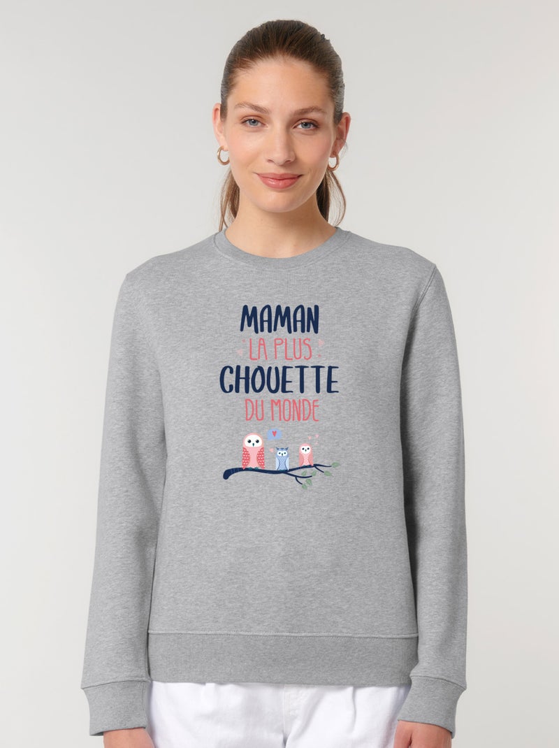 Sweat Femme - MAMAN LA PLUS CHOUETTE Gris chiné - Kiabi