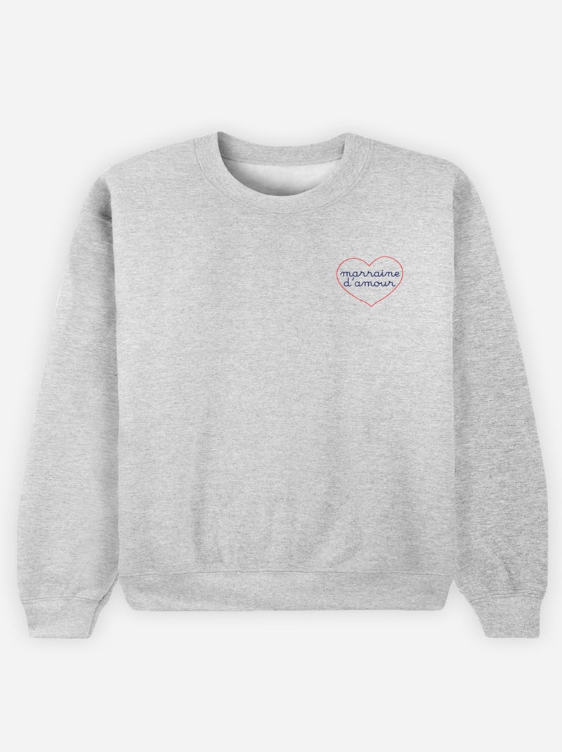 Sweat Femme - MARRAINE D'AMOUR - COEUR Gris chiné - Kiabi