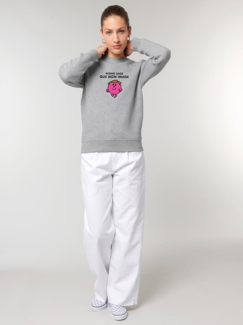 Sweat Femme - MOINS SAGE QUE MON IMAGE Gris chiné - Kiabi