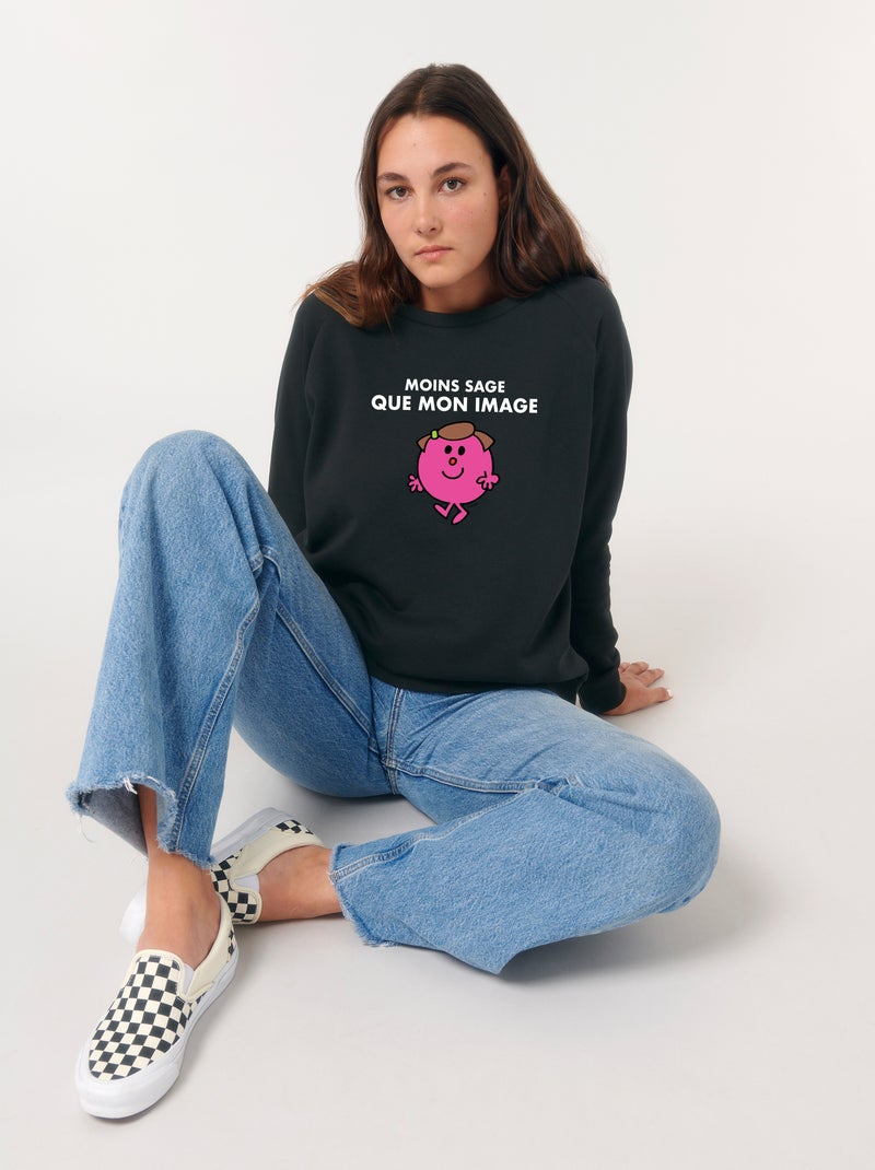 Sweat Femme - MOINS SAGE QUE MON IMAGE Noir - Kiabi