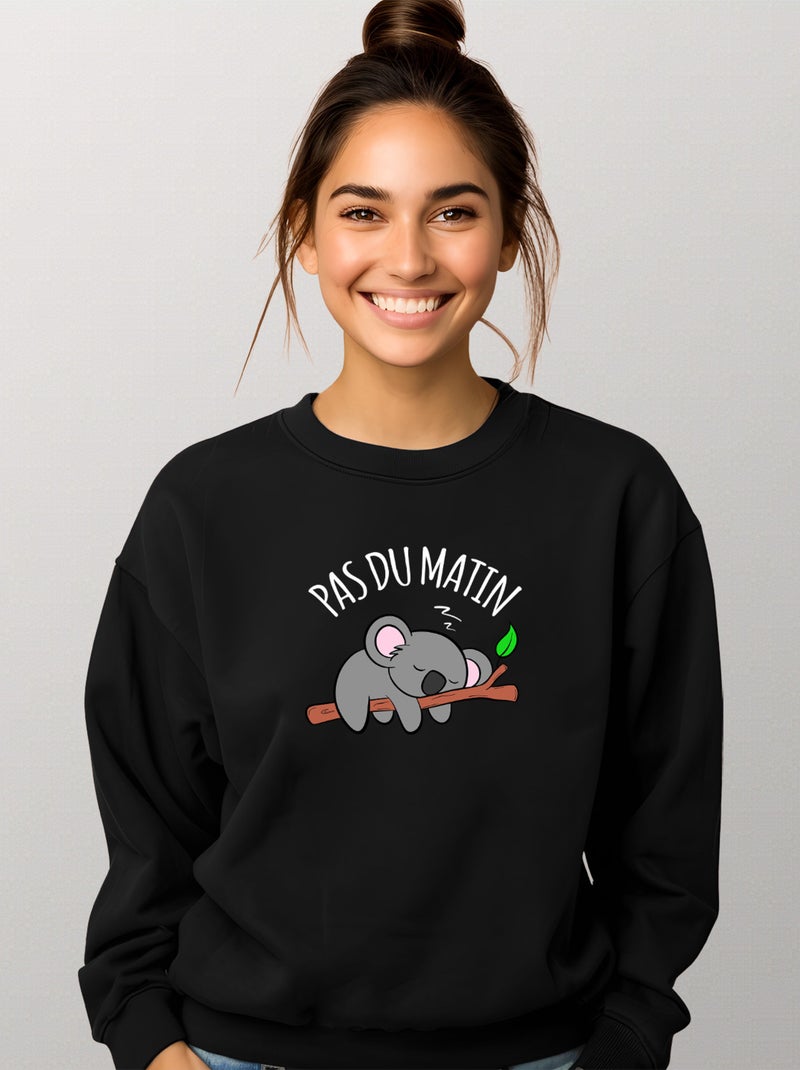 Sweat Femme - PAS DU MATIN Noir - Kiabi