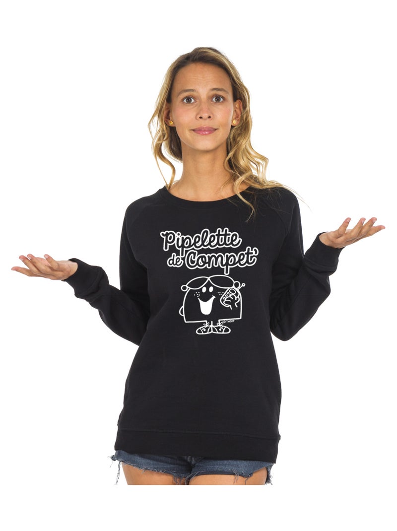 Sweat Femme - PIPELETTE DE COMPET' Noir - Kiabi