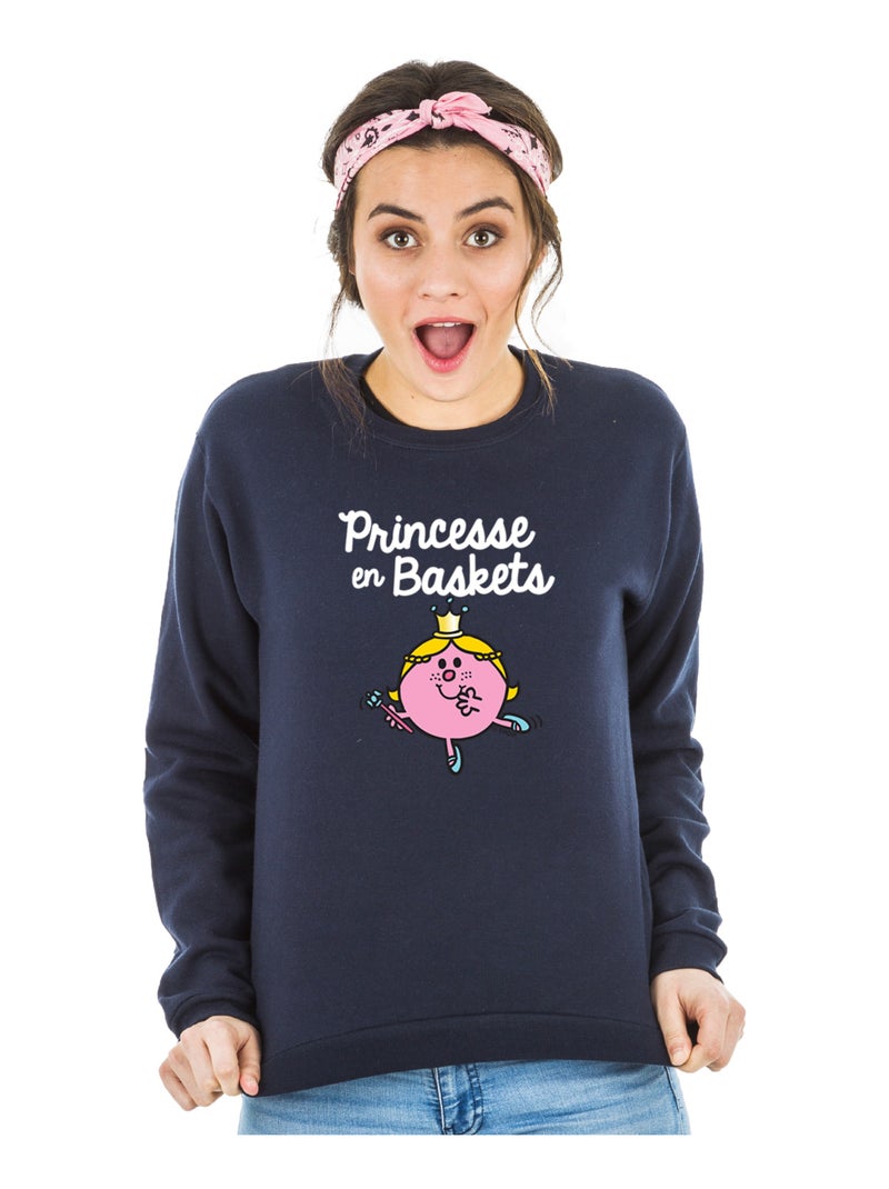 Sweat Femme - PRINCESSE EN BASKET Bleu marine - Kiabi