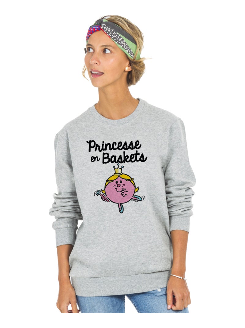 Sweat Femme - PRINCESSE EN BASKET Gris chiné - Kiabi