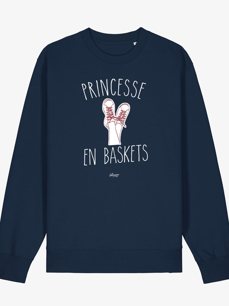 Sweat Femme - PRINCESSE EN BASKETS Bleu marine - Kiabi
