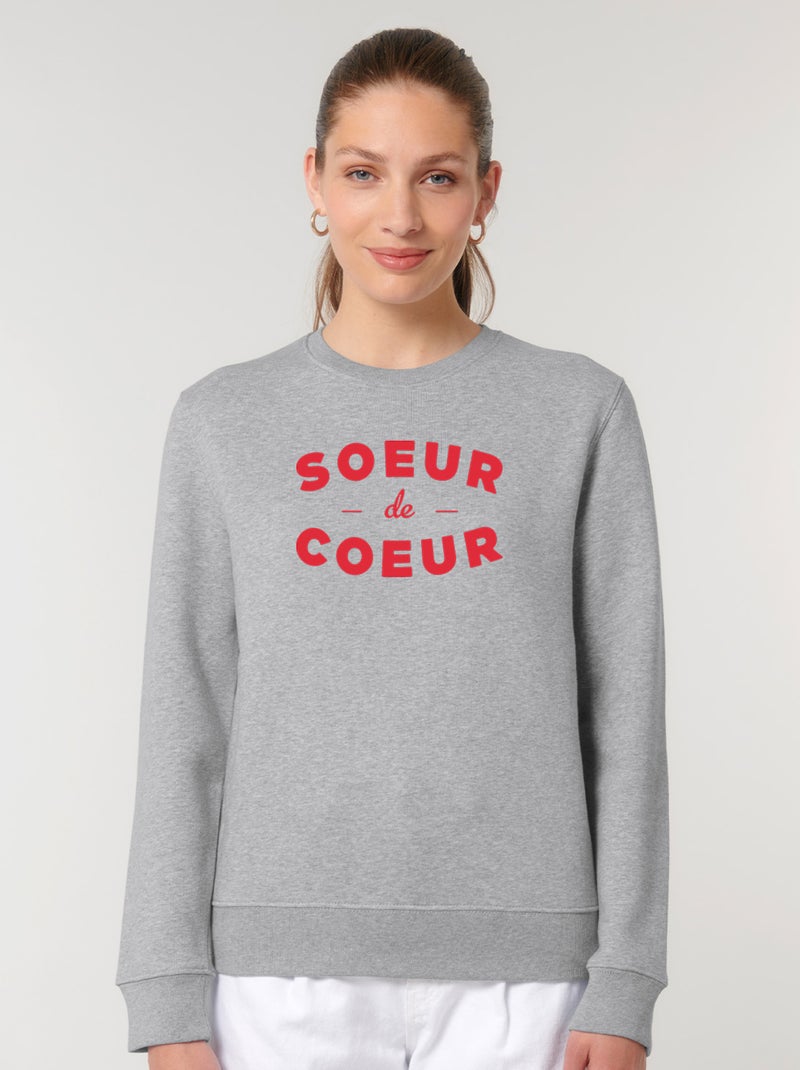 Sweat Femme - SOEUR DE COEUR Gris chiné - Kiabi